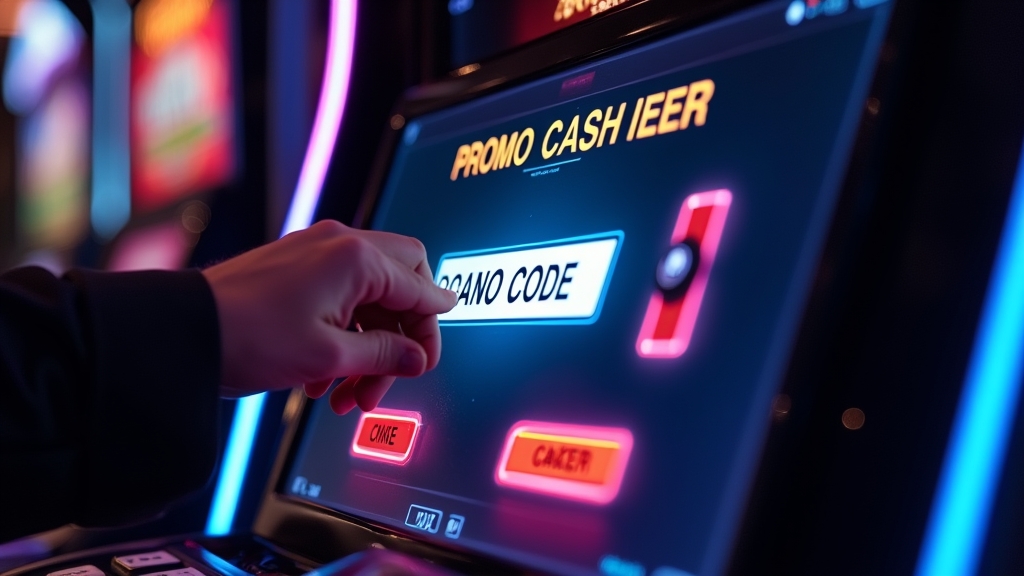 Eingabefeld für Promo Code im dunklen Casino-Kassenbereich